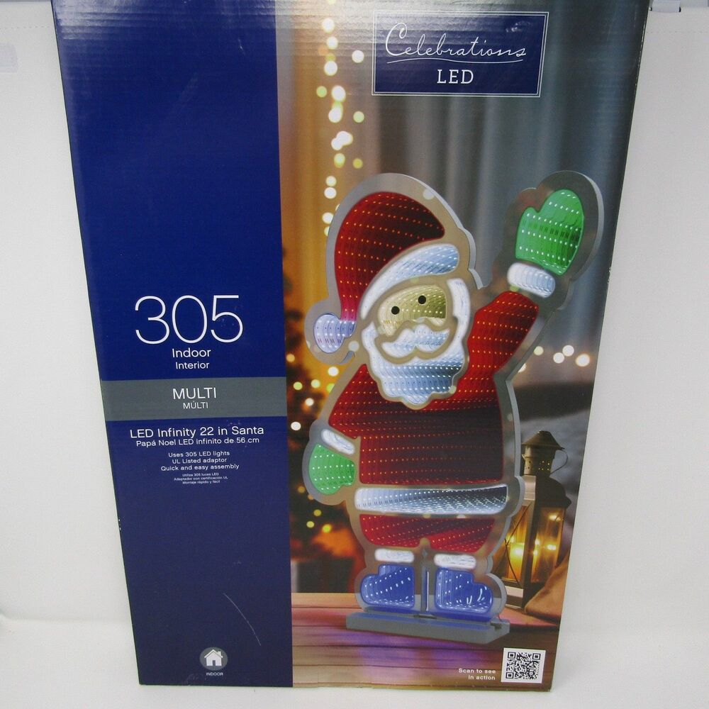 Celebrations LED Infinity 22 in Santa Claus Multi Color Indoor Christmas Light
